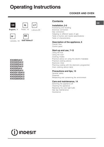 Operating Instructions - Indesit