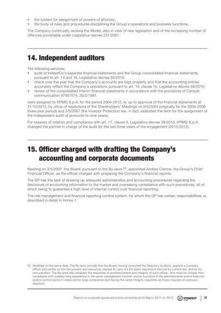 Annual report on corporate governance and the ownership ... - Indesit