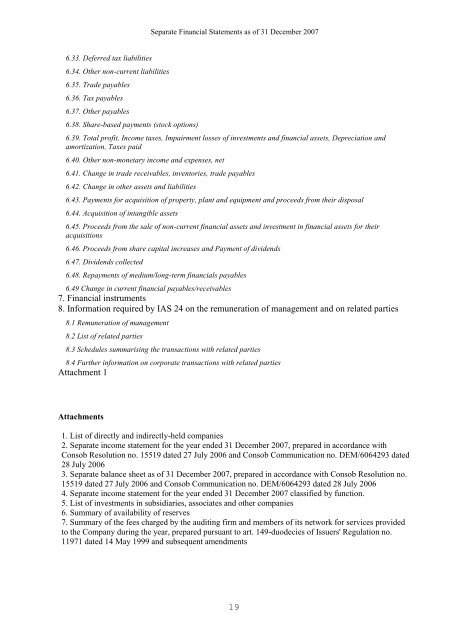 Separate Financial Statements 2007 - Indesit