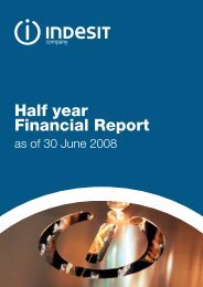 Half Year Report as of 30th June 2008 - Indesit