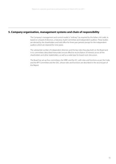 Report on corporate governance and ownership 2011 - Indesit