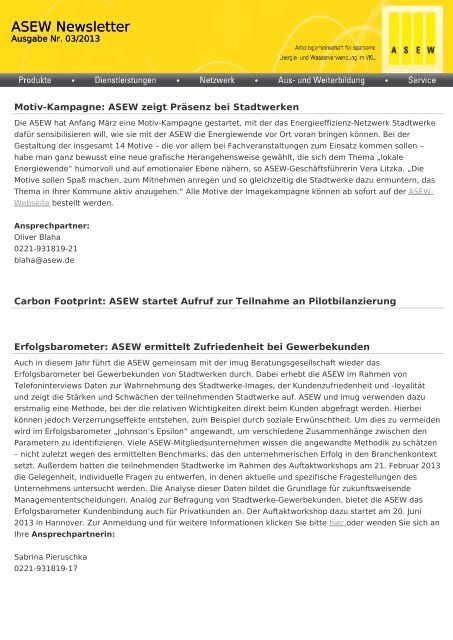 ASEW-Newsletter März 2013