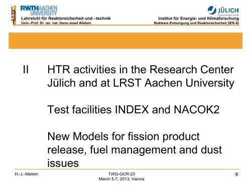 German Contribution to Item 2 of the Agenda “Status of ... - IAEA