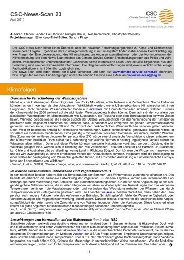 CSC-News-Scan 23 Klimafolgen - Climate Service Center