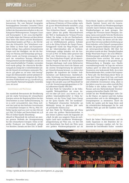 China's Weg zur „grünen“ Wirtschaft - BayCHINA