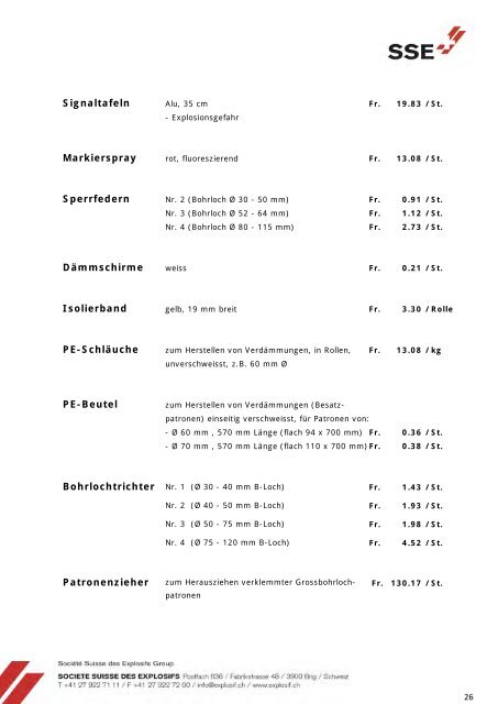 Preisliste gültig ab 01.01.2014