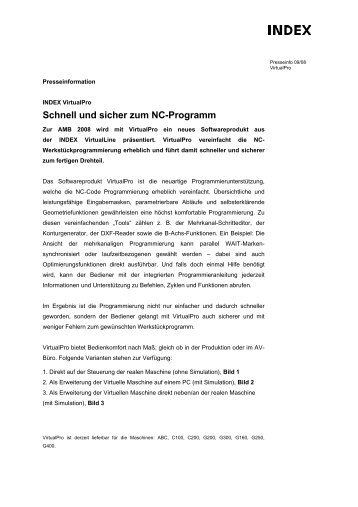 Schnell und sicher zum NC-Programm - INDEX-Werke GmbH & Co ...