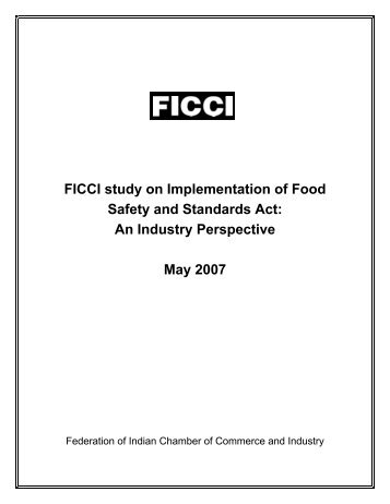 FICCI study on Implementation of Food Safety and Standards Act ...