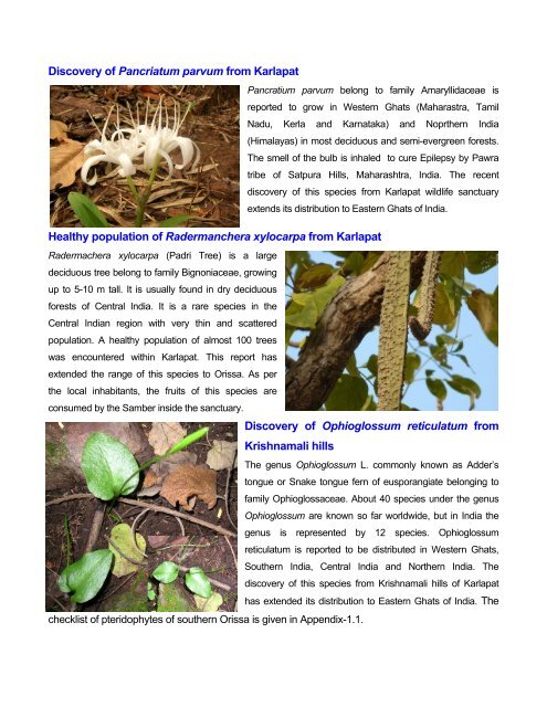 biodiversity assessment in some selected hill forests of south orissa