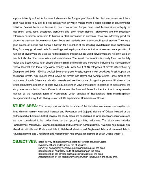 biodiversity assessment in some selected hill forests of south orissa