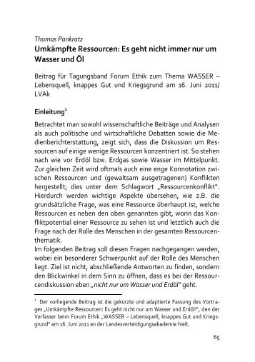 Umkämpfte Ressourcen: Es geht nicht immer nur um Wasser und Öl