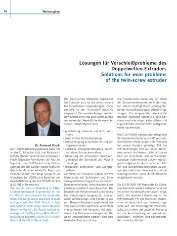 Lösungen für Verschleißprobleme des ... - C.A.Picard GmbH & Co. KG