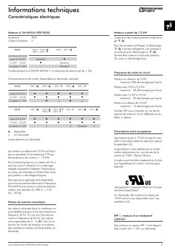 Informations techniques - BRINKMANN PUMPS