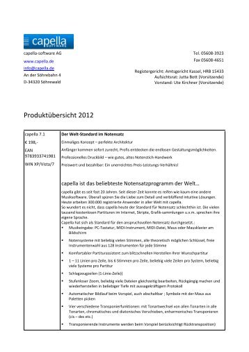 Produktübersicht 2012 - capella-software AG