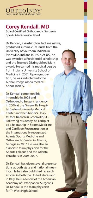 Corey Kendall, MD - Indiana Orthopaedic Hospital