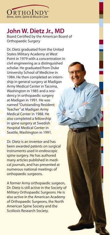John W. Dietz Jr., MD - Indiana Orthopaedic Hospital