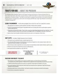 tickets for kids | about the program - Indianapolis Motor Speedway