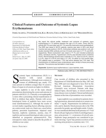 Clinical Features and Outcome of Systemic Lupus ... - medIND