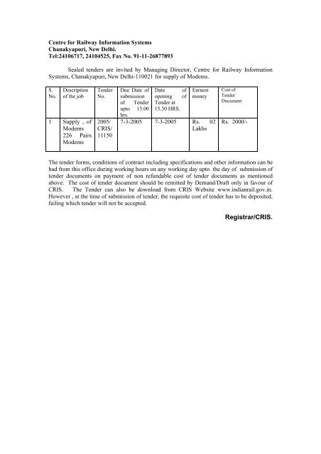 Centre for Railway Information Systems - Indian Railways