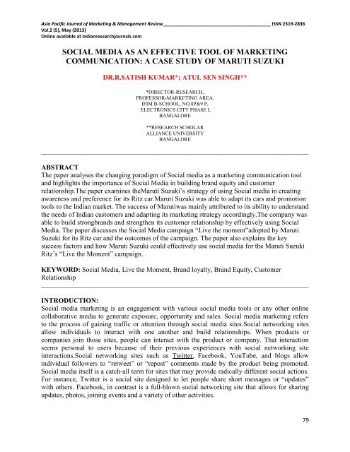social media as an effective tool of marketing communication: a case ...