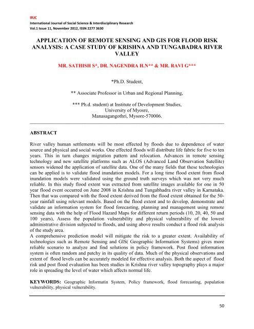 application of remote sensing and gis for flood risk analysis: a case ...