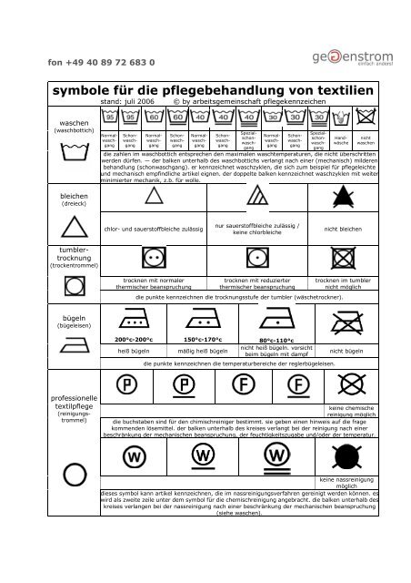 pflege- und waschanleitung - Gegenstrom