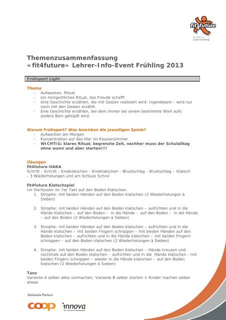 Themenzusammenfassung «fit4future» Lehrer-Info-Event Frühling ...
