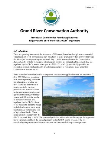 Guidelines for placement of large amounts of fill - Grand River ...