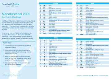 Mondkalender 2009 - Haushalt.aktiv