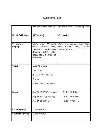 Fact Sheet - India Trade Promotion Organisation