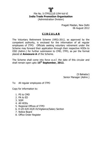 File No. 5-ITPO(2)/E-I/94-Vol-VI India Trade Promotion Organisation ...