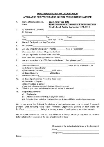 Application Form - India Trade Promotion Organisation