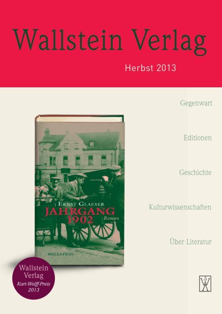 Vorschau Herbst 2013 - Wallstein Verlag