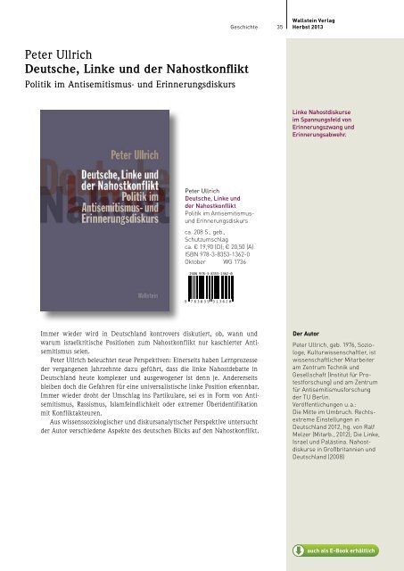 Vorschau Herbst 2013 - Wallstein Verlag