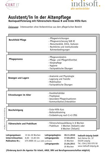 Assistent/in in der Altenpflege - indisoft