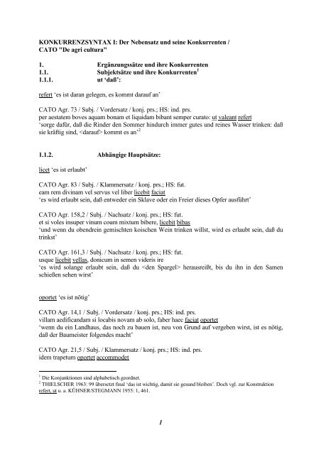 1 KONKURRENZSYNTAX I: Der Nebensatz und seine Konkurrenten ...