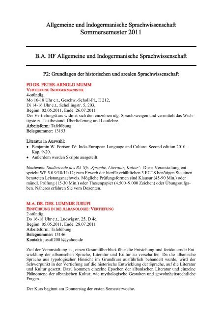 Sommersemester 2011 Lehrstuhl Fur Historische Und