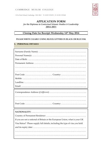 APPLICATION FORM 2014-15