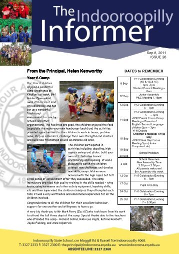 Newsletter Sep 8, 2011 Issue 28 - Indooroopilly State School