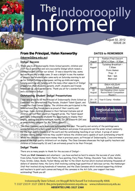 Newsletter August 2, 2012 Issue 24 - Indooroopilly State School