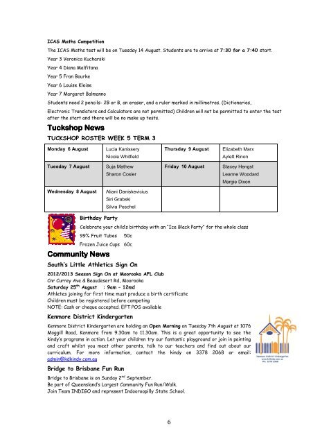 Newsletter August 2, 2012 Issue 24 - Indooroopilly State School