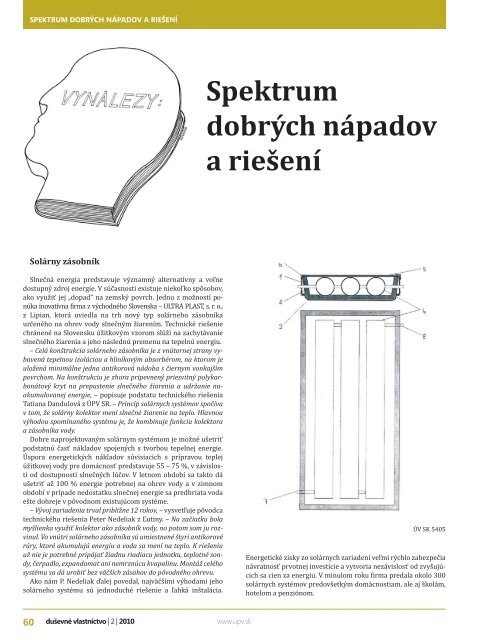 DuÅ¡evnÃ© vlastnÃ­ctvo 2/2010 - Ãrad priemyselnÃ©ho vlastnÃ­ctva SR