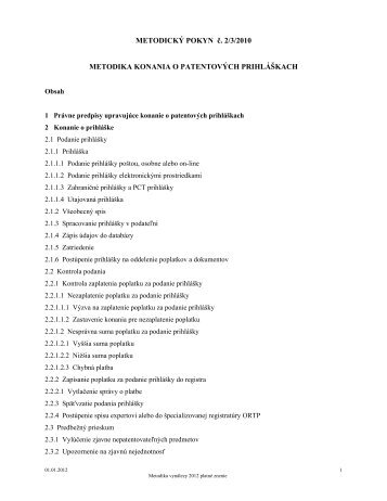 Metodika konania - patenty, textovÃ¡ ÄasÅ¥ (PDF,, 888, kB) - Ãrad ...