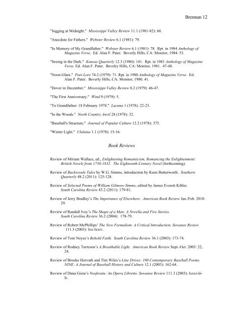 CV in PDF - Matthew C. Brennan - Indiana State University
