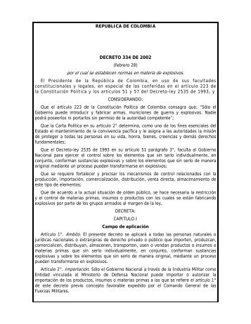 Decreto 334 de 2002 - Indumil