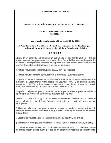 Decreto 1809 de 1994 - Indumil