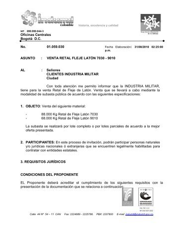 Subasta Fleje Laton 70-30 90-10.pdf - Indumil