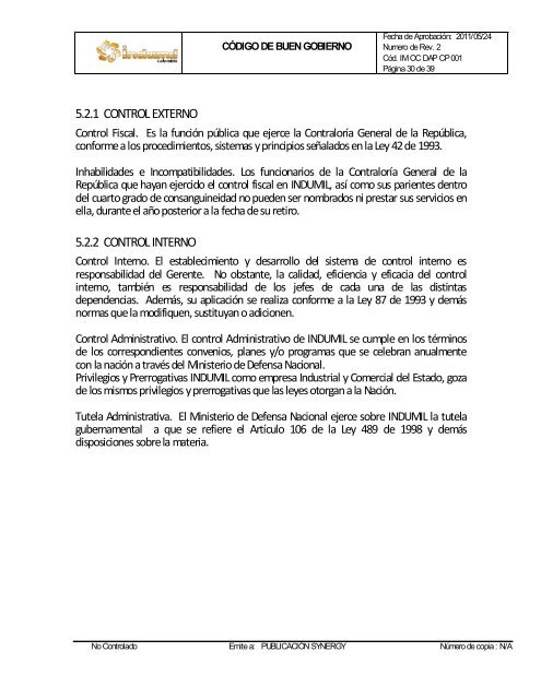 CODIGO DE BUEN GOBIERNO 2011.pdf - Indumil