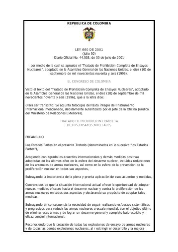 REPUBLICA DE COLOMBIA LEY 660 DE 2001 (julio 30 ... - Indumil