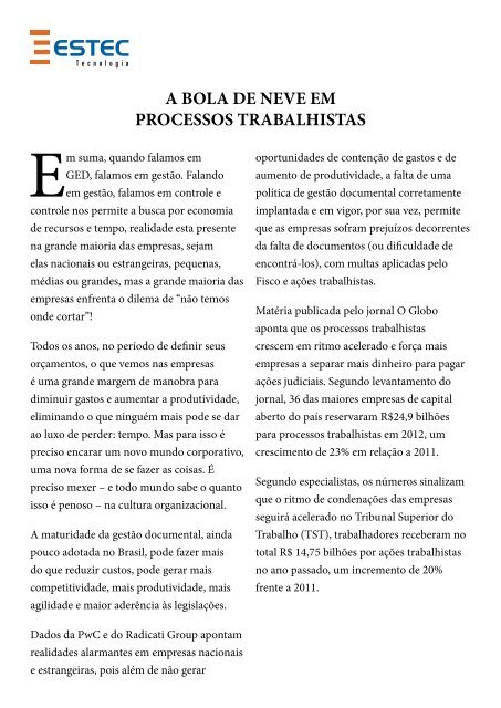 Processo Trabalhista versus Gestão Documental